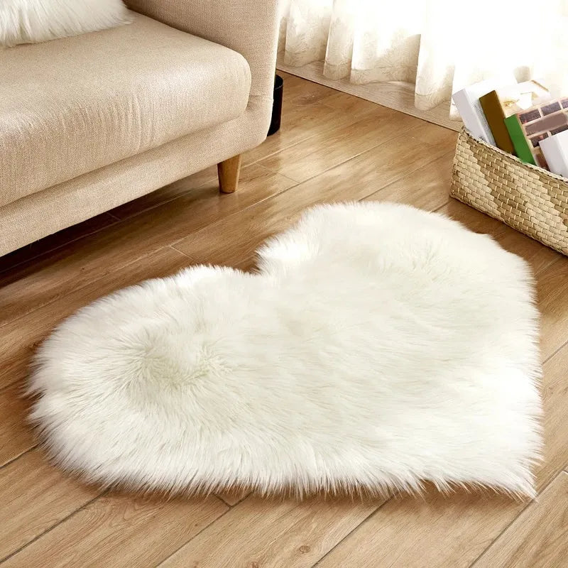 Small Heart Shaped Fluffy Rug