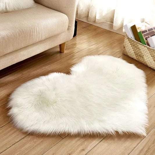 Small Heart Shaped Fluffy Rug